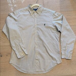 Ralph Lauren Beige Checkered Button Down Shirt